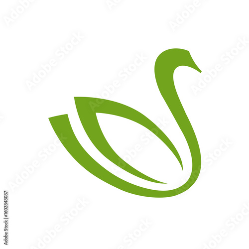 Vektor simbol logo ilustrasi simpel bebek  atau soang warna hijau