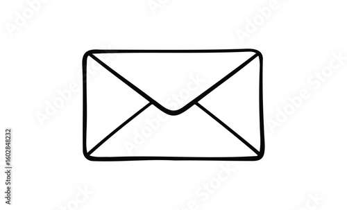 Simple black and white envelope sketch on white background. Vector retro hand drawn illustration.