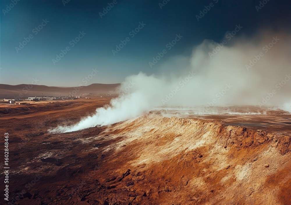 Fototapeta premium Stunning Natural Landscape with Steam and Rock Formations in Focus