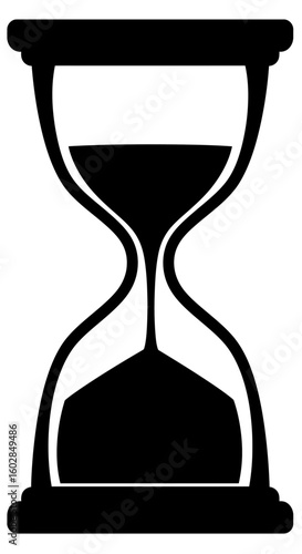 Classic Black Hourglass with Sand Flowing Downward Silhouette