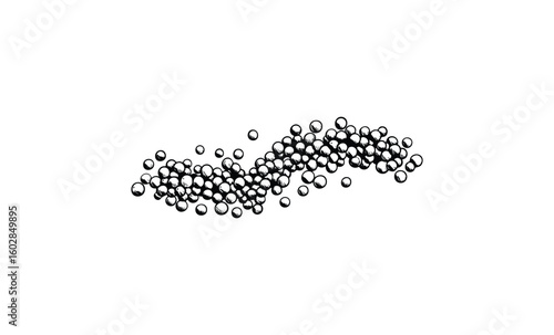 Abstract black and white wave of spheres in motion. Vector retro hand drawn illustration.