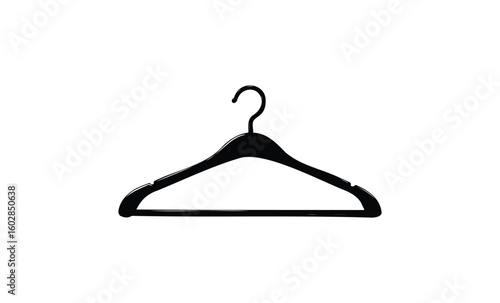 Silhouette of a classic clothes hanger on white background for fashion and organization concepts. Vector retro hand drawn illustration.