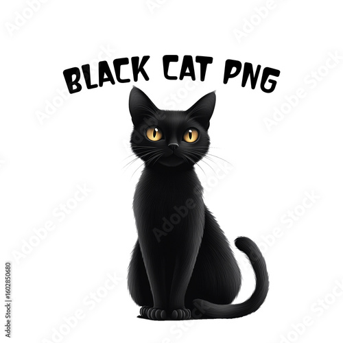 Cute Black Cat PNG Clipart Bundle  Sitting Cat Illustrations.