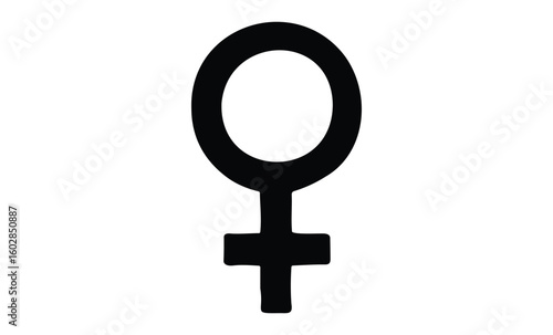 Bold venus symbol: representation of feminine identity and gender equality. Vector retro hand drawn illustration.