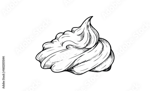 Illustrated creamy dessert swirl with artistic detail. Vector retro hand drawn illustration.