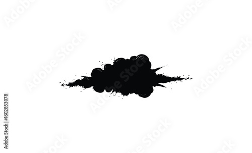 Abstract black ink splash on white background. Vector retro hand drawn illustration.