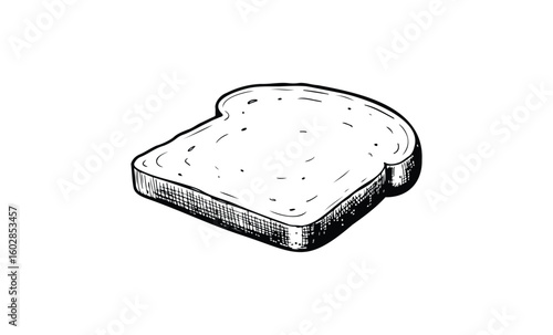 Vintage black-and-white drawing of a slice of bread. Vector retro hand drawn illustration.