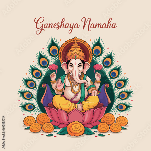 Flat background for Ganesh Chaturthi celebration vector illustration