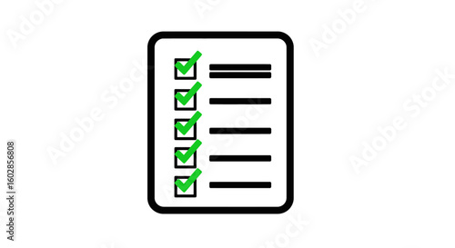 Completed Checklist App Icon: Green Checkmarks on Black List