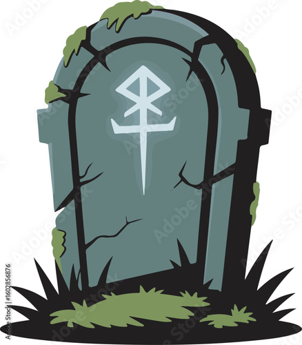 Detailed Tombstone Vector Illustration Grave Marker Stone Memorial Cemetery Art