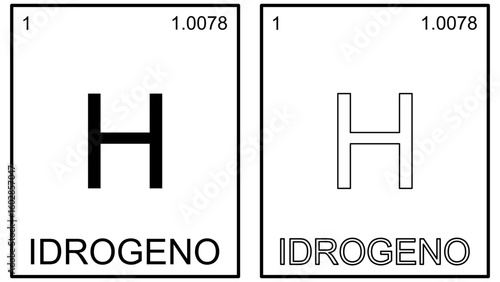 tavola periodica degli elementi - Idrogeno - formato vettoriale - lingua italiana