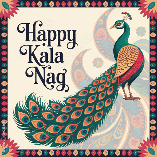 Flat Happy Kala Nag vector illustration