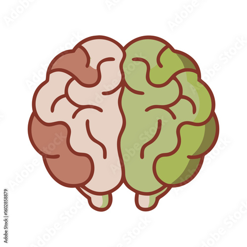 Two Tone Illustrated Human Brain Icon