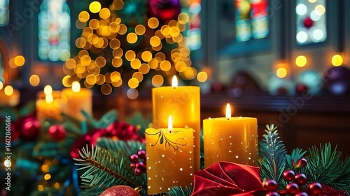 Christmas celebration in the church. Church holiday service.