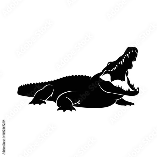 Crocodile isolated on white background close-up green reptile wildlife vector illustration