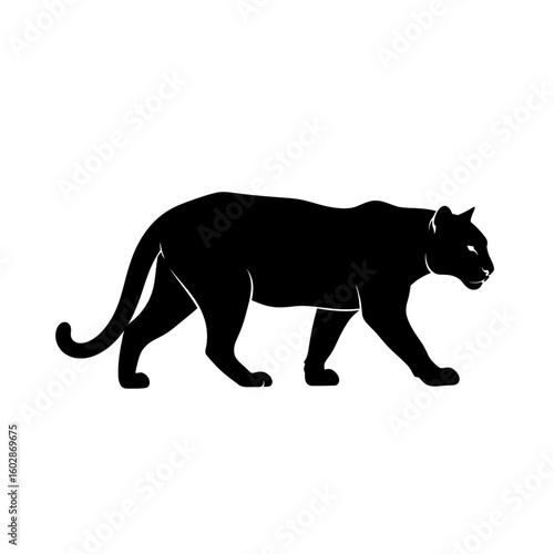 Black panther vector illustration in silhouette style on white background