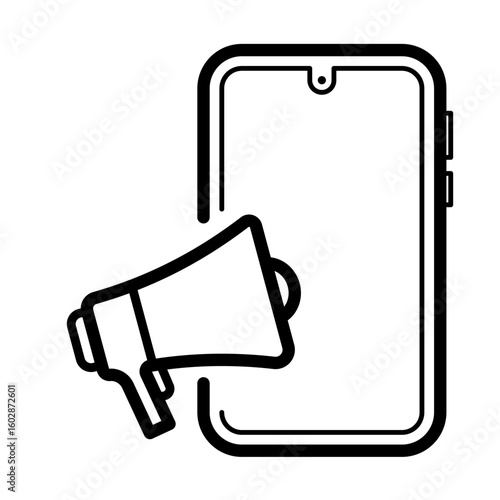 Mobile marketing, smartphone promotion - vector icon