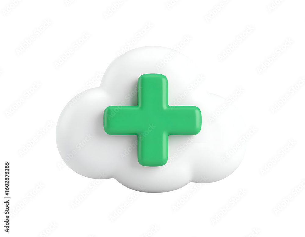 Fototapeta premium 3D Cloud Plus Icon Render