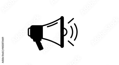 Bold Black Outline Megaphone Icon with Sound Waves