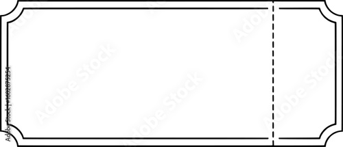 Blank ticket with perforated edge and decorative corners vector