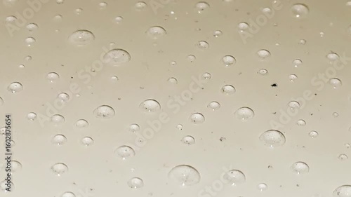 Abstract water drops on a white background, macro. Bubbles close-up. Drops of cosmetic liquid. Flat pattern. Condensation from water.
