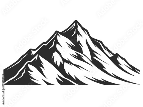 Rocky mountain peak icon. Minimalist vector symbol for outdoor gear and adventure brands.