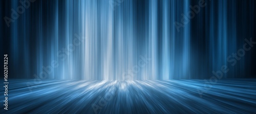 Bright electric blue monochrome backdrop with light streaks 