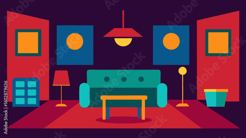 Modern living room interior with minimalist furniture and abstract art