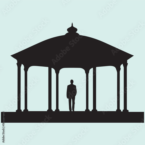 Silhouette of People in the Gazebo