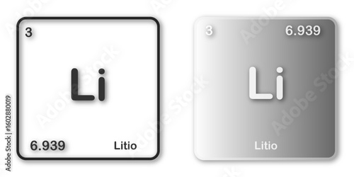 tavola periodica degli elementi - Litio - formato vettoriale - lingua italiana