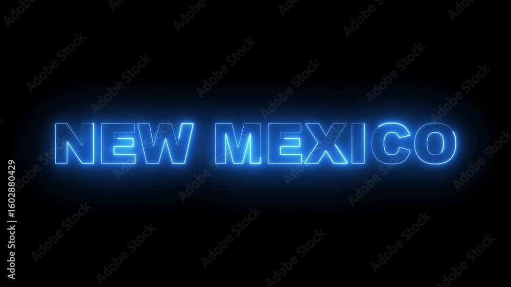 glowing New Mexico text animation on black background. motion graphics video. glowing New Mexico text animation on black background. motion graphics video.