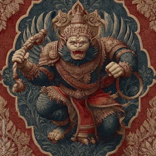 Wallpaper Mural Powerful Mythical Monkey Warrior in Intricate Decorative Art Torontodigital.ca