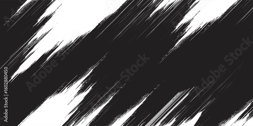 Abstract black and white background with spikes and zigzag line pattern