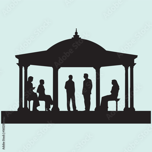 People in the Gazebo Silhouette Design