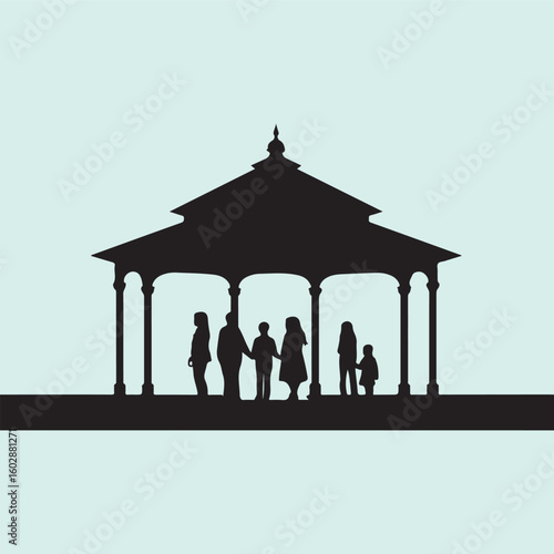 People in the Gazebo Silhouette Icon Design