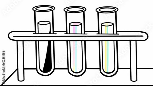 Science lab test tubes illustration for chemistry experiments and medical research analysis vector art