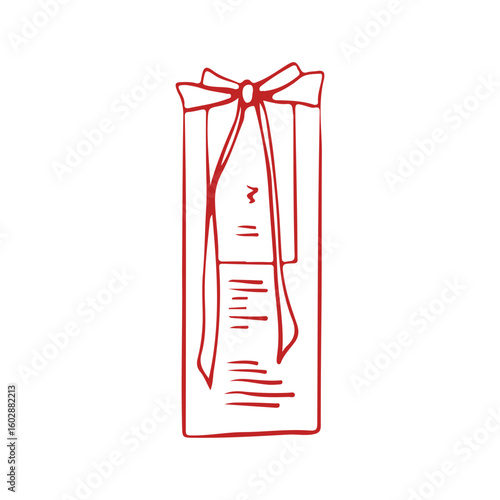 Vector illustration of wedding invitation, wedding menu in doodle style. Icon in red color. Wedding design element, romantic decor element