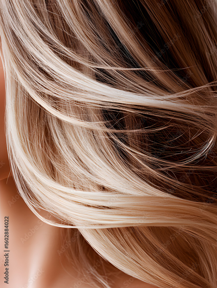 Naklejka premium young girl with well-groomed blonde hair. Woman with hairstyle with curls. Portrait for design