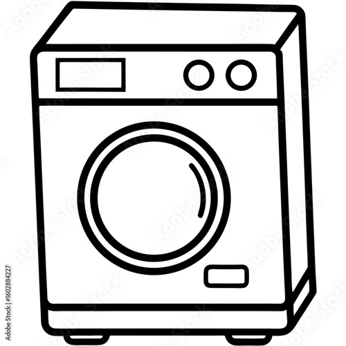 Minimal Washing Machine Line Art