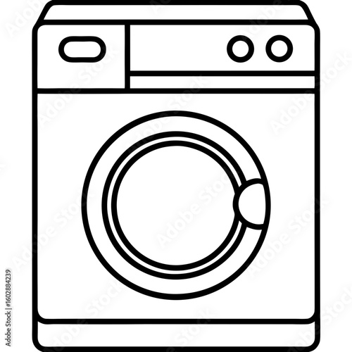 Minimal Washing Machine Line Art