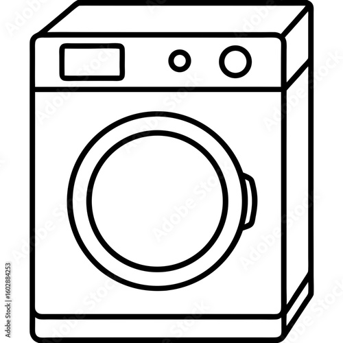 Minimal Washing Machine Line Art