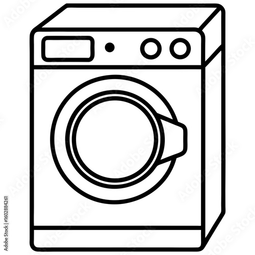 Minimal Washing Machine Line Art