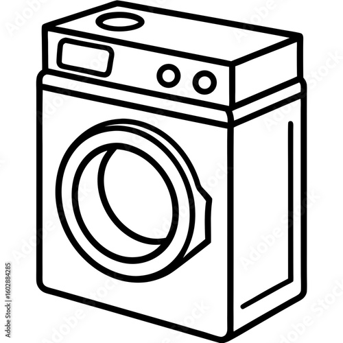 Minimal Washing Machine Line Art