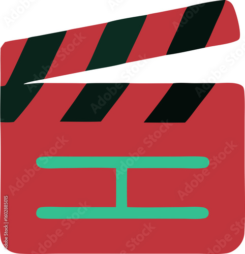 Flat Clapperboard Icon for Film and Video Production