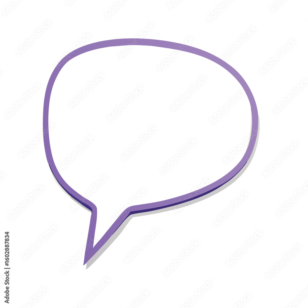 Naklejka premium Purple speech bubble with white background and shadow communication dialogue