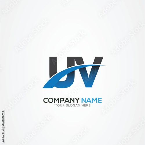 UV VU Letter Logo Design with a Creative Cut Creative logo design