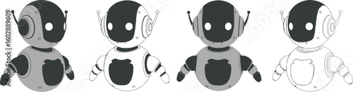 Data science and machine learning icons set, predictive analytics and cloud computing