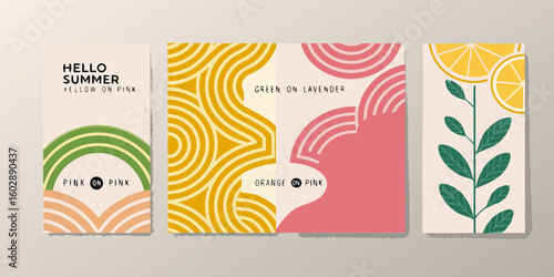 set of hello summer vector banners