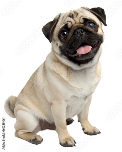 fawn pug on transparent background
