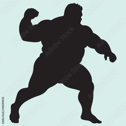 Sumo in Action Sport Silhouette